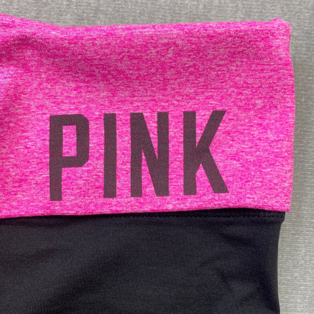 Victoria's Secret PINK Vintage Y2K Fold Over Waist Yoga Shorts Pink Black Small - Picture 4 of 4